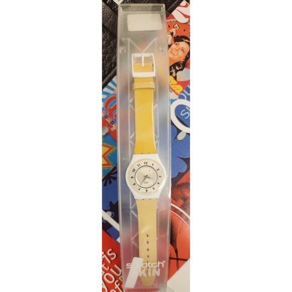Vintage Swatch Skin Watch TIME SLICE SFW100 Rare Ultra Thin Swiss Made Quartz - Picture 1 of 10